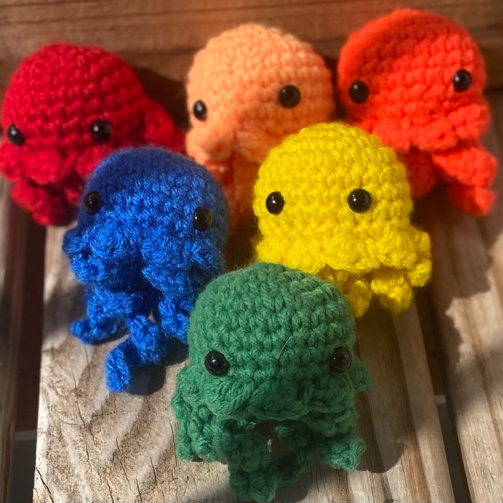 Colorful Crochet jellyfish keychain